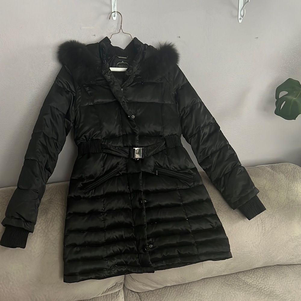 Black Fur Parka Coat